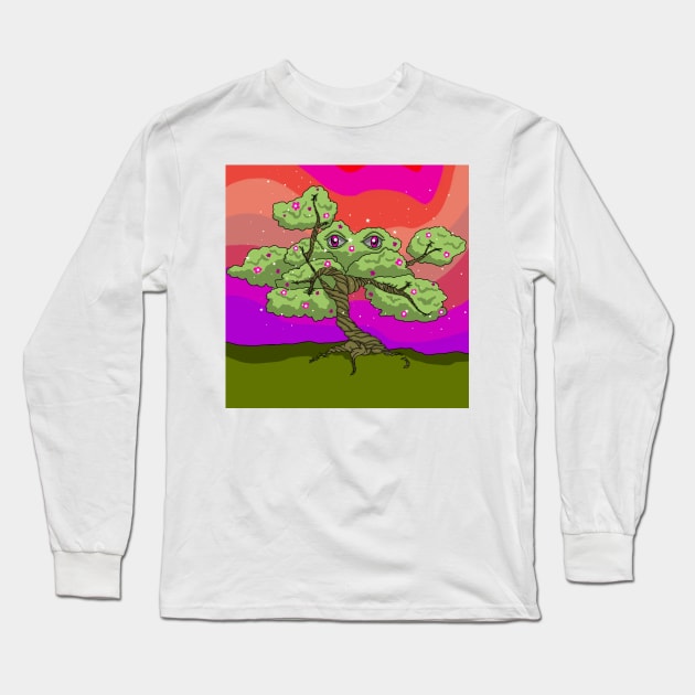 Benny the Bonsai trippy bonsai tree Long Sleeve T-Shirt by VantaTheArtist